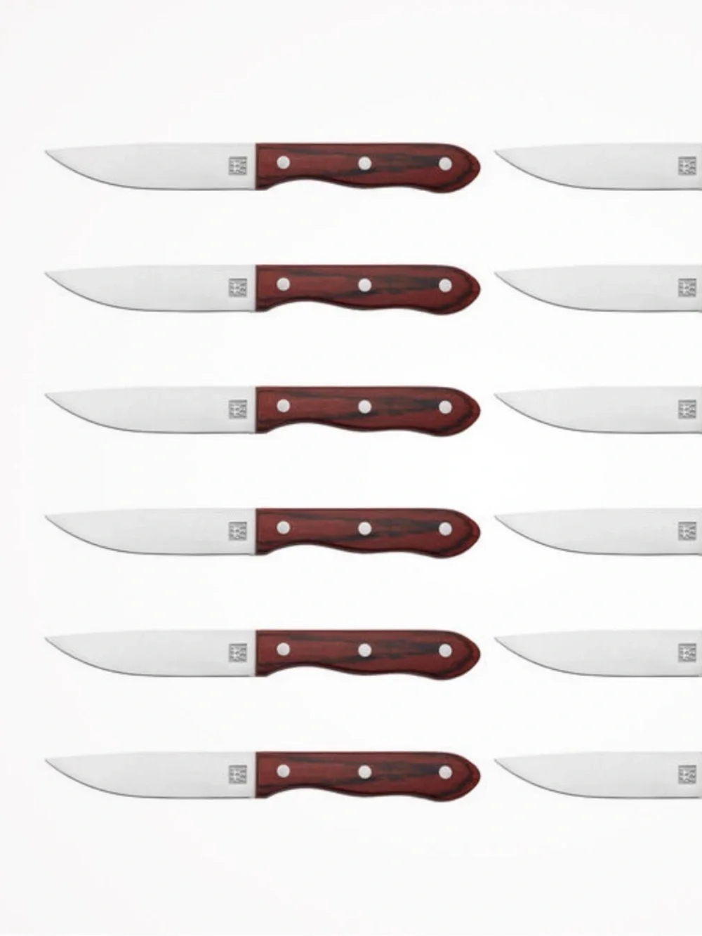 Classic Wooden-Handle Steak Knives - Brown (Set of 12)
